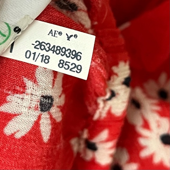 American Eagle Red Daisy Crop Top Boho Beach Peasent Y2k Retro Preppy Casual M - Picture 7 of 11